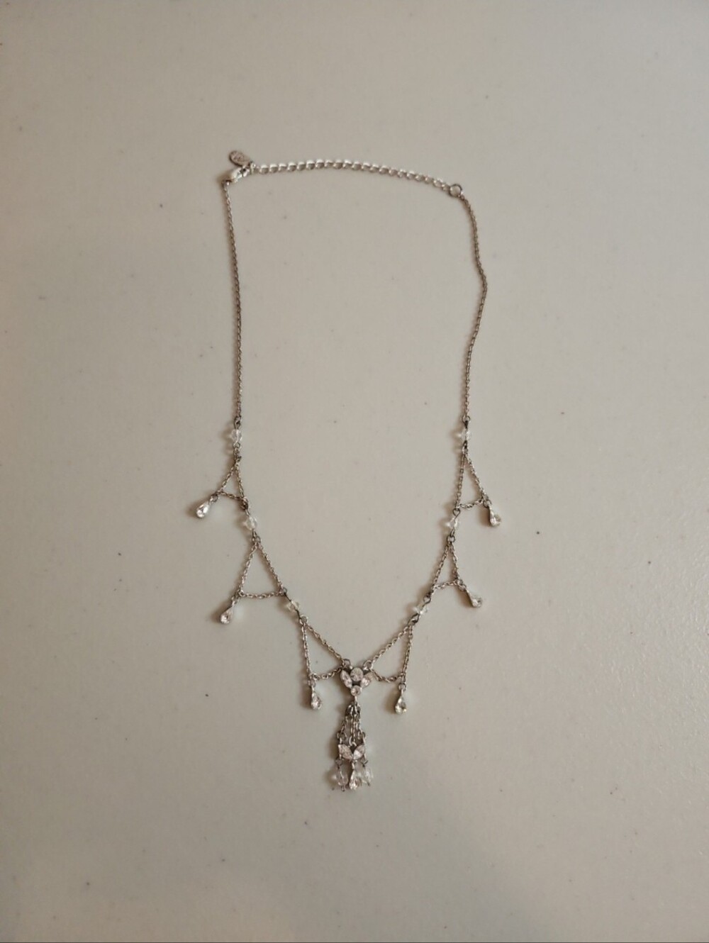 Chandelier Cubics Zirconia Silver Women's Necklace